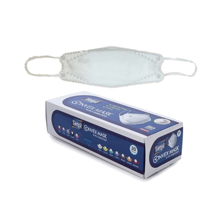 Sensi Convex Mask 4 Ply Earloop White 20 Pieces